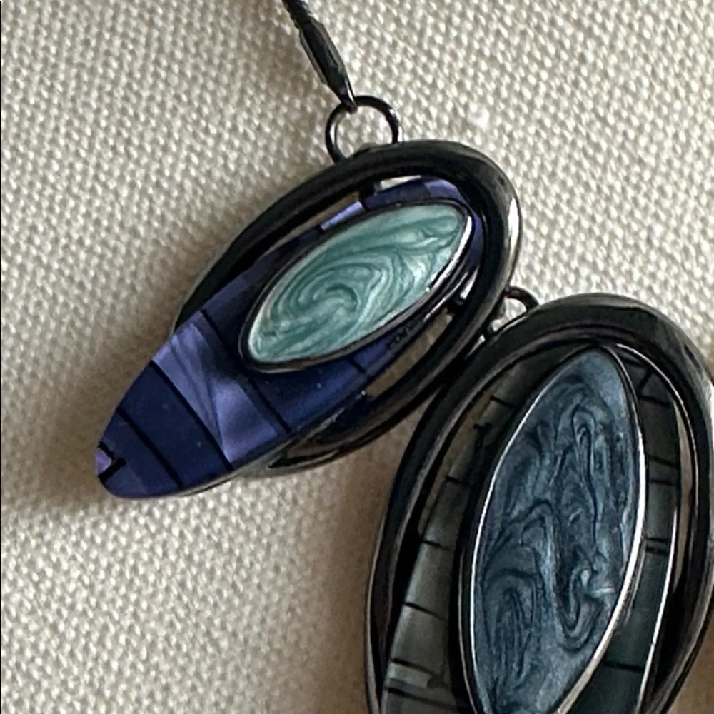 Statement Multi-Oval Blue & Teal Necklace & Earrings